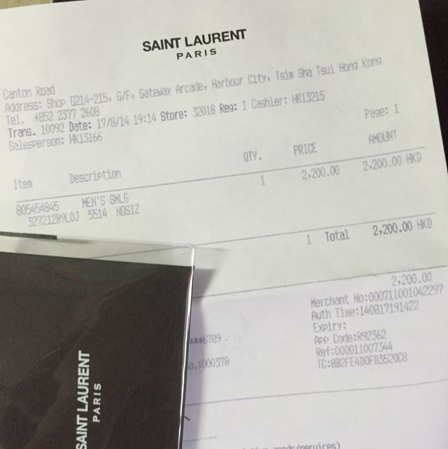 ysl receipt