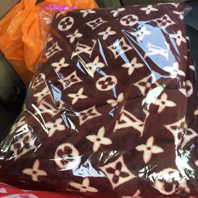 LV Fleece Blanket, Furniture & Home Living, Bedding & Towels on Carousell