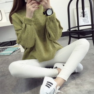 毛衣外套女毛線衣韓版潮蝙蝠衫女秋裝針織衫冬季寬松套頭短款線衣