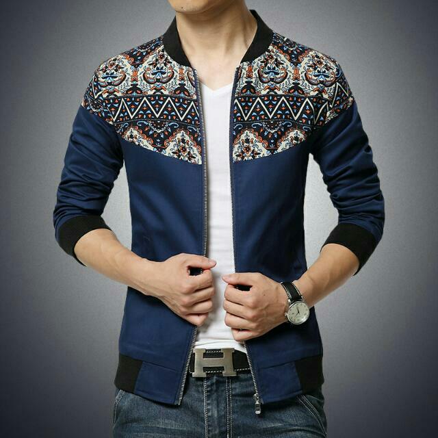 2015 New Fashion Brand Jacket Men Trend Flower Sleeve Patchwork