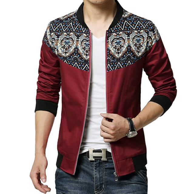 2015 New Fashion Brand Jacket Men Trend Flower Sleeve Patchwork Korean Slim Fit Mens Designer Clothes Men Casual Jacket 5XL