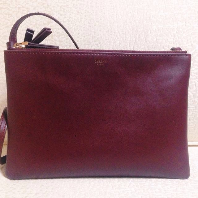 Authentic Celine Trio Maroon, Luxury, Bags & Wallets on Carousell