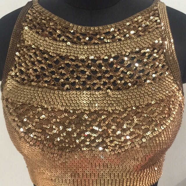 gold crochet top
