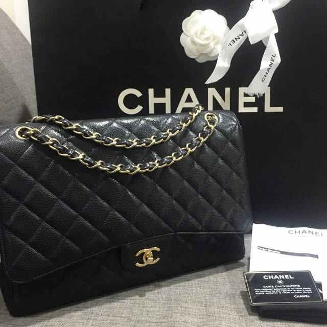 Full Set With Servicing Receipt Excellent Condition Chanel Maxi Full Set With Servicing Receipt Excellent Condition Chanel Maxi Single Flap Bag In Black Caviar Leather And Ghw Luxury On Carou