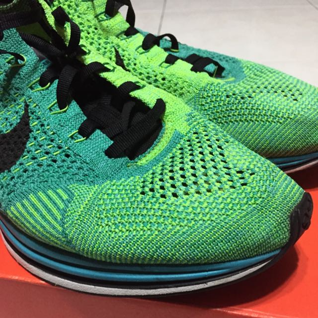 Nike Flyknit Racer Lucid Green Men s Fashion Footwear Sneakers on Carousell