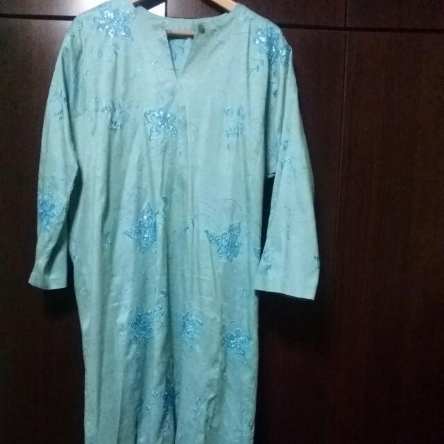 Preloved Turqoise English Cotton Sulam Women S Fashion Dresses Sets Traditional Ethnic Wear On Carousell