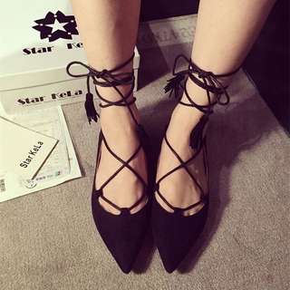 Shoes / 波希米亞綁帶尖頭鞋