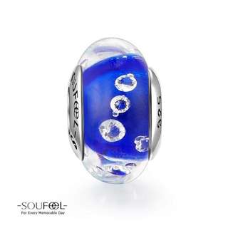 郵寄免運☆正品現貨☆SOUFEEL 索菲爾 925純銀串珠 內崁鋯石 藍色海洋 琉璃串珠 Pandora適用 紫
