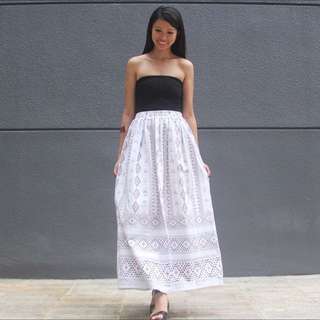 Maxi Skirt Tribal White