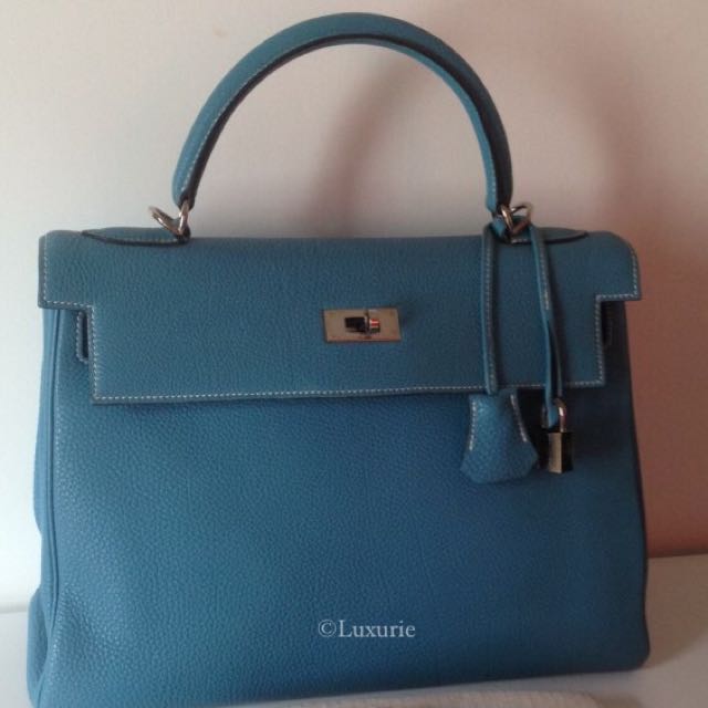 On hold for exchange Preloved Hermès Blue Jean Kelly 32 with PHW
