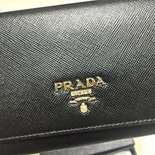 (price Reduced) Prada Saffiano Long Wallet Black