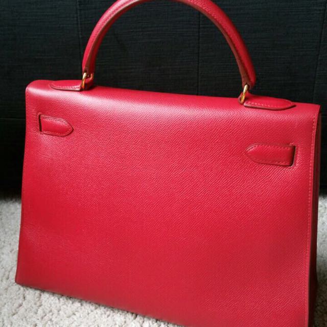 Vintage Hermes Kelly Sellier 32 Rouge Vif Box Gold Hardware – Madison  Avenue Couture