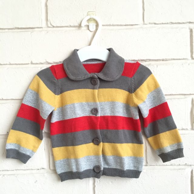Clearance Marks And Spencer M S Girls Cardigan Grey Red Yellow
