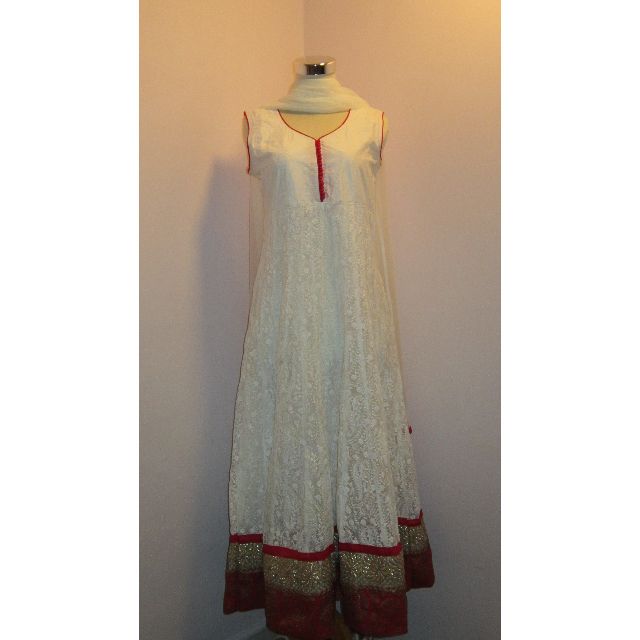 white and red combination punjabi dress