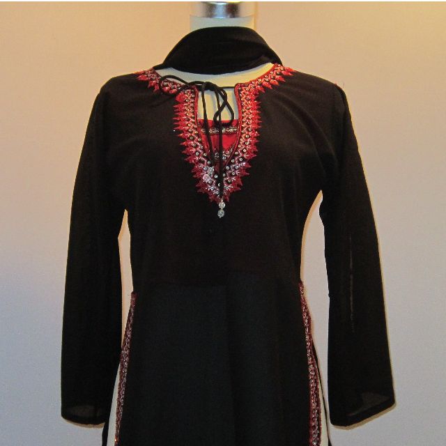 punjabi suit black and red