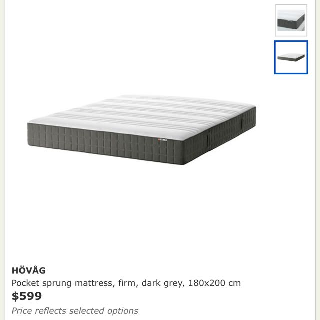 Hovag Pocket Sprung Mattress Firm Dark Grey 180x200 Cm King