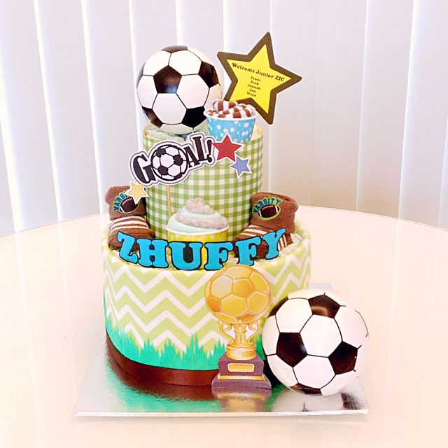 soccer diaper cake