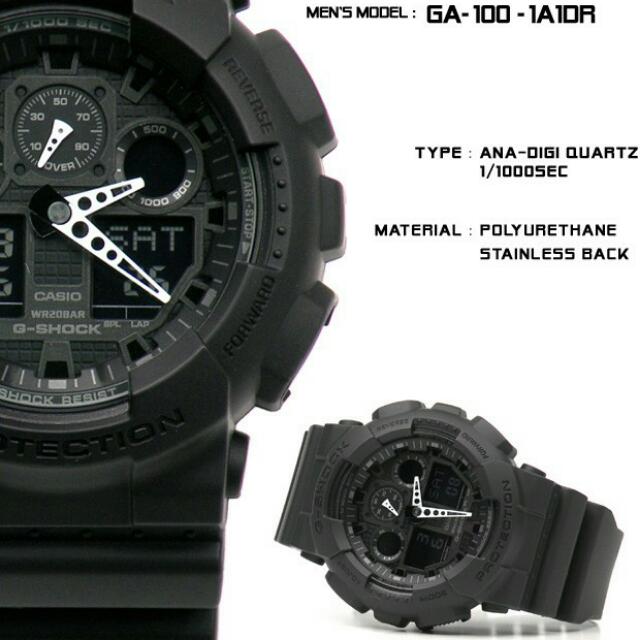 G Shock GA 100 1A1 Dark Knight