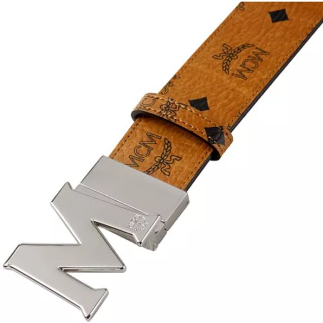 Price Reduced MCM Visetos Unisex M Buckle Reversible Belt Green Cognac MXB4SVI33GA Luxury Bags Wallets on Carousell