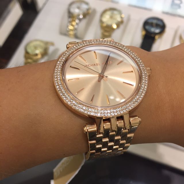 Michael Kors Darci Pave Rose Gold Watch, Luxury, Watches on Carousell