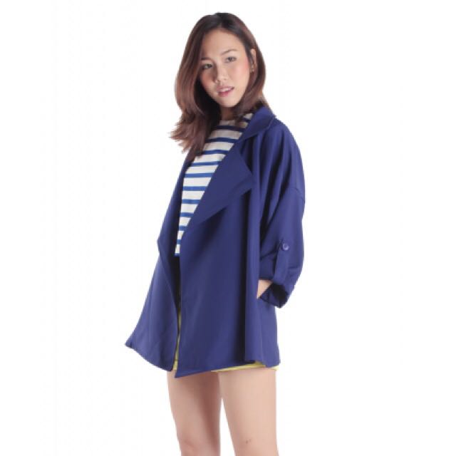 The Tinsel Rack Trench Coat In Cobalt 