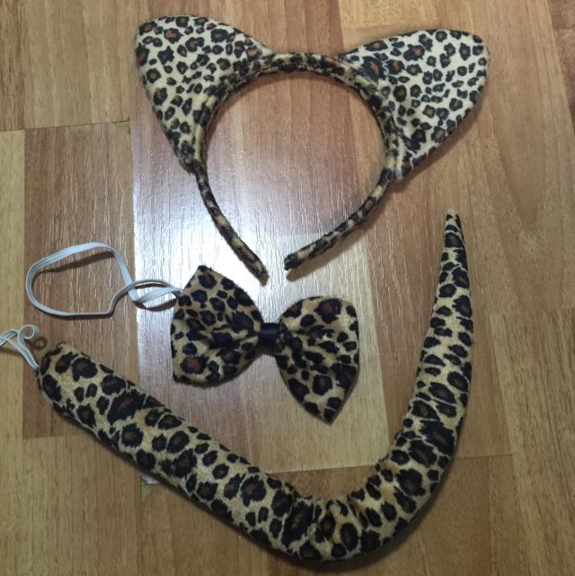 Leopard Print Cat Ears Bow Tail Set Women S Fashion On Carousell
