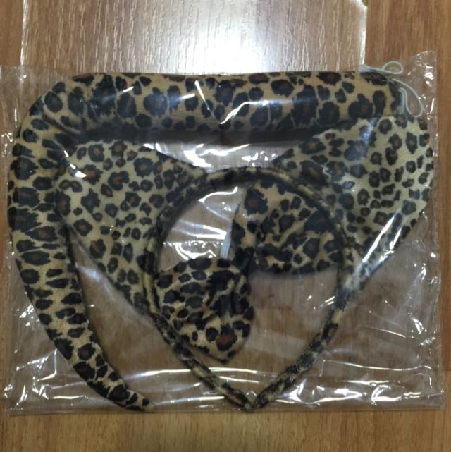 Leopard Print Cat Ears Bow Tail Set Women S Fashion On Carousell
