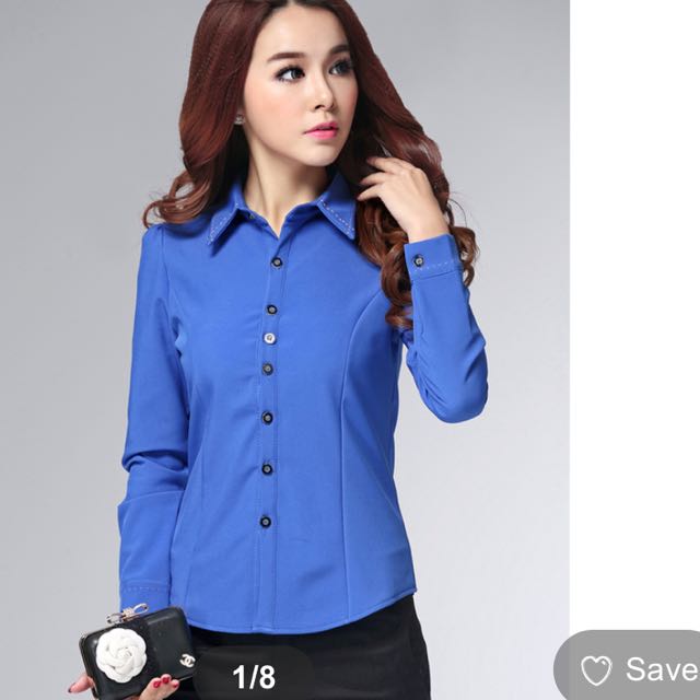 blue formal blouse