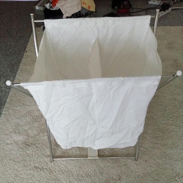 Laundry Basket. Two Compartments Washable, Furniture & Home Living