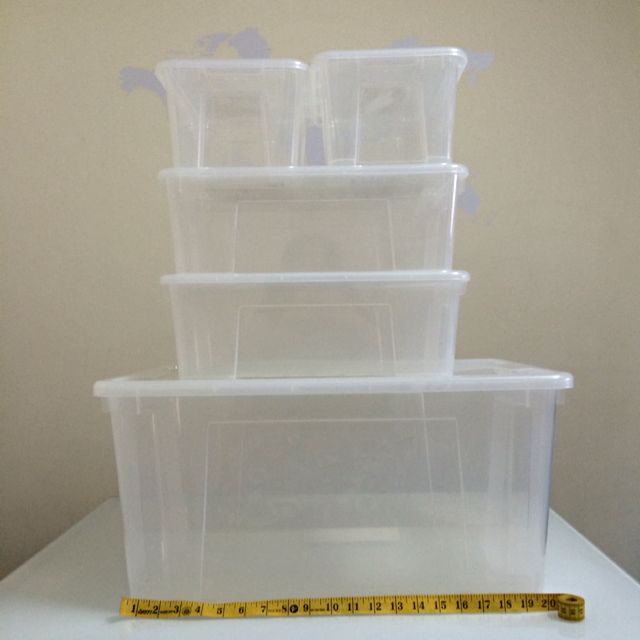 Large Storage Boxes 5pcs Ikea Samla Clear Plastic Boxes Furniture On Carousell