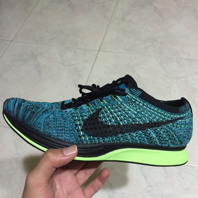 Preloved 100 Authentic Nike Flyknit Racer Blue Lagoon Men s Fashion Footwear Sneakers on Carousell
