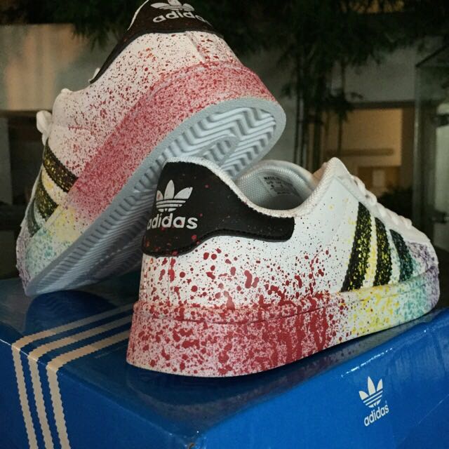 Super Pretty Spray Paint Adidas Superstar Inspired, Sports on Carousell