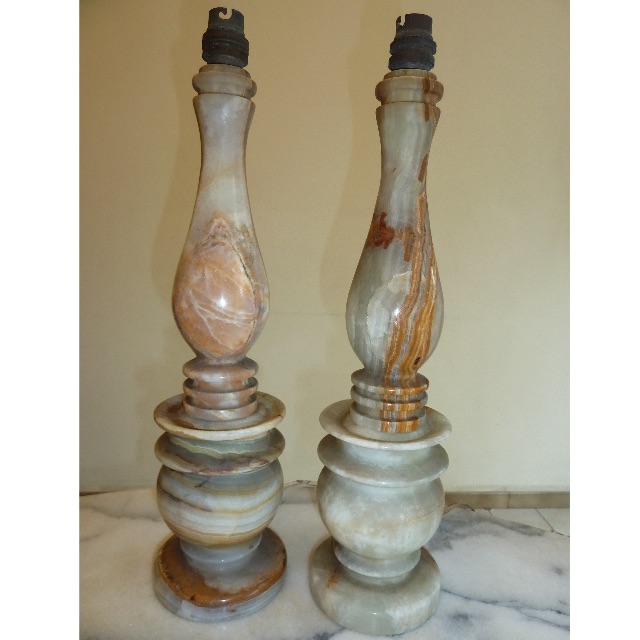 2 X Agate Stone Table Lamp Stands, Agate Stone Table Lamp