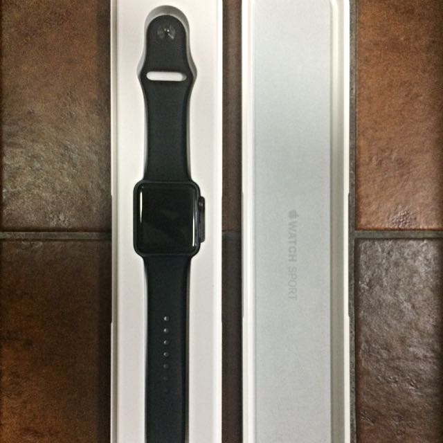 Apple Watch Sport 42mm Space Grey Alum Black Strap Sports Equipment Exercise Fitness Cardio Fitness Machines on Carousell
