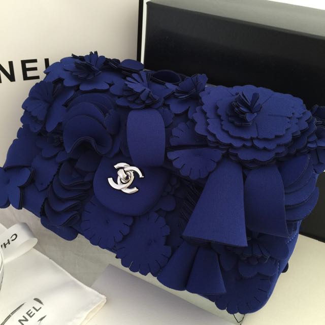 Chanel Neoprene Flower Embellished Flap Bag 2015, Luxury, Bags