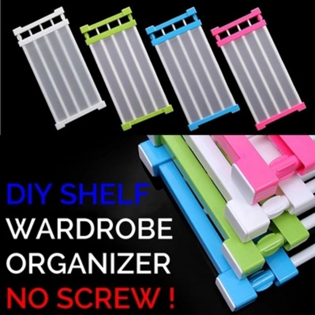Wardrobe Divider Shelf Rack Storage Organizer No Drilling No