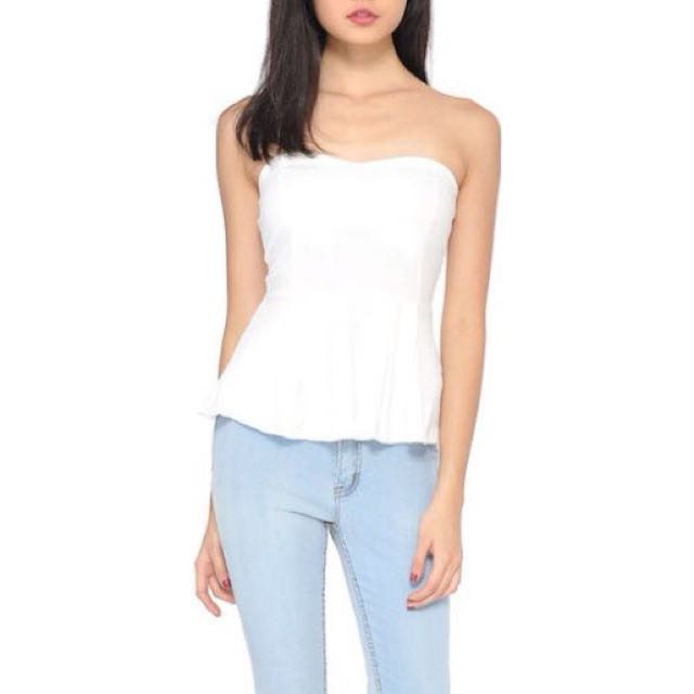 white peplum tube top