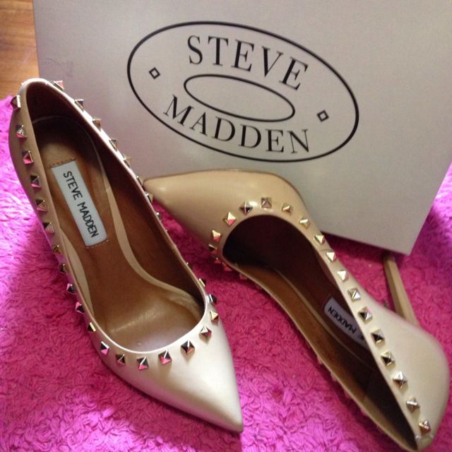 cream studded heels