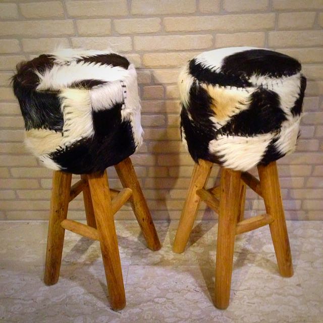 Animal Skin Wooden Bar Stools (from Galanga Living), Furniture & Home  Living, Furniture, Tables & Sets on Carousell