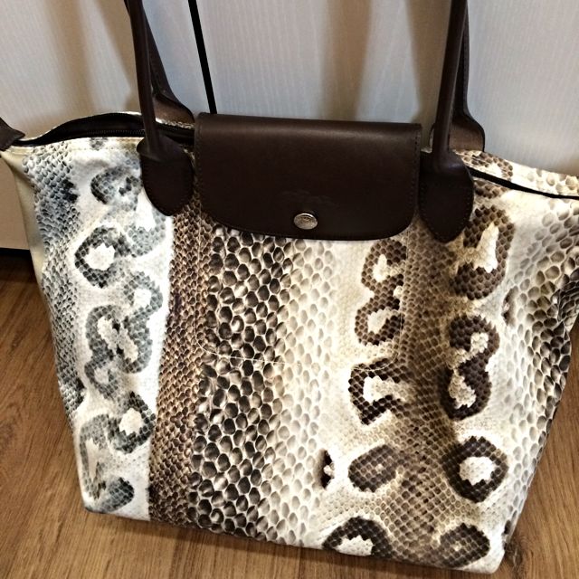 Longchamp Small Tote In Snakeskin Print