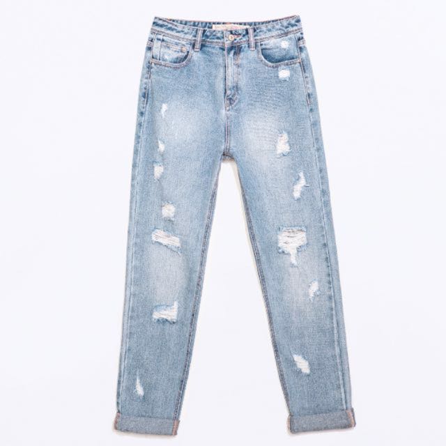 Zara ripped boyfriend jeans clearance