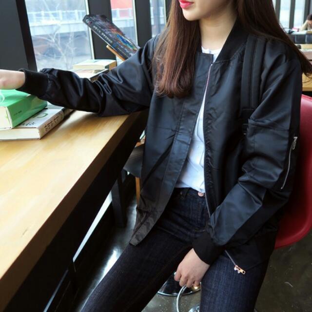Fleece Bomber Jacket - The Korean Fashion