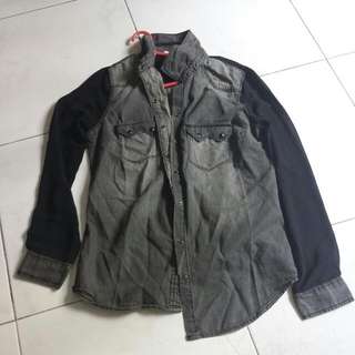 BN Black Denim Jacket With Sheer Sleeves