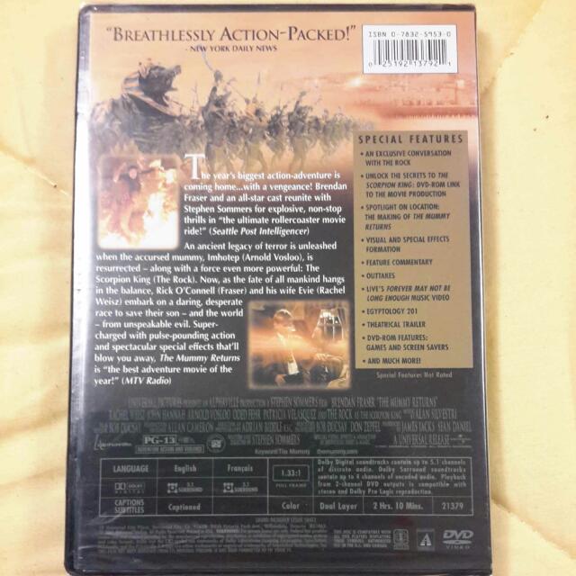 Code 1 DVD - The Mummy, The Mummy Returns (Collector's edition ...