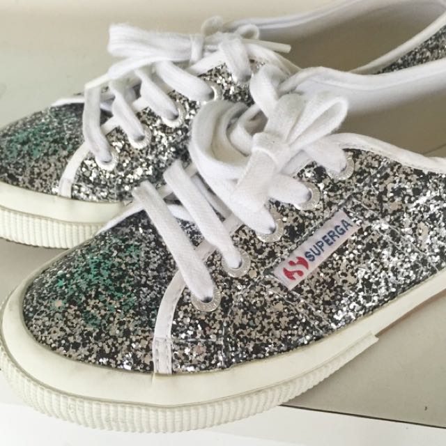 superga silver glitter sneakers