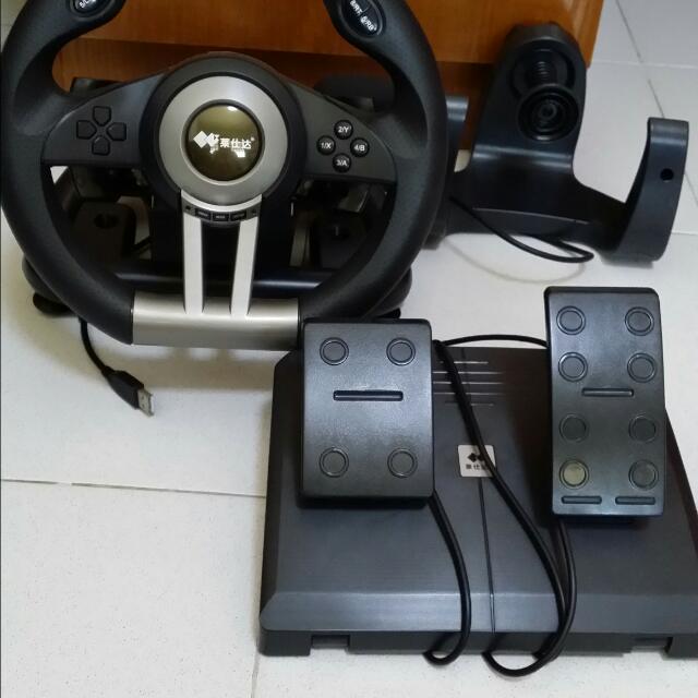 Steering Wheel + Accelerator/brake For Racing Games, Hobbies & Toys