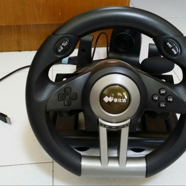 Steering Wheel + Accelerator/brake For Racing Games, Hobbies & Toys