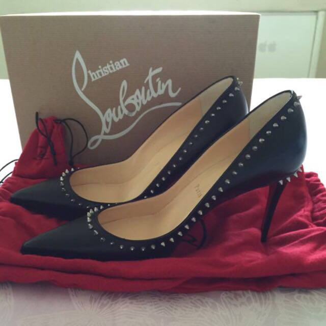 Christian louboutin black studded heels online