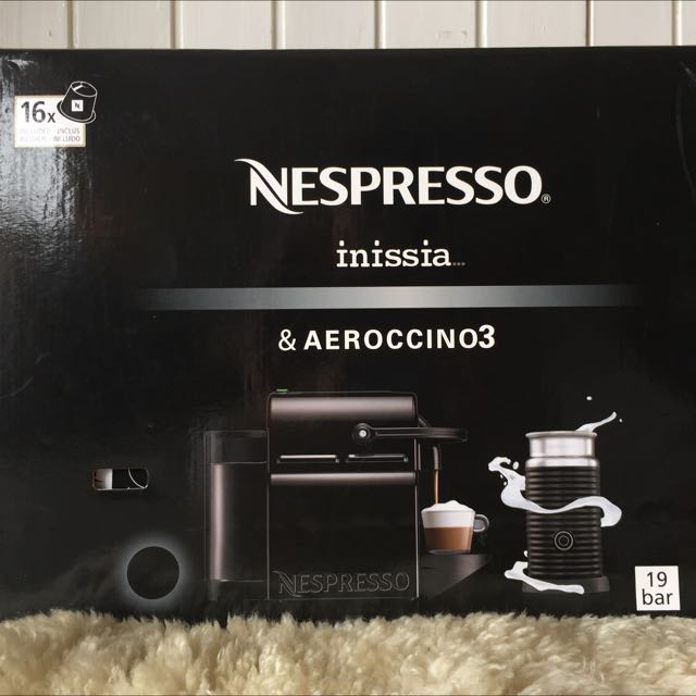 Nespresso Inissia Espresso Maker with Aeroccino (in black), TV & Home