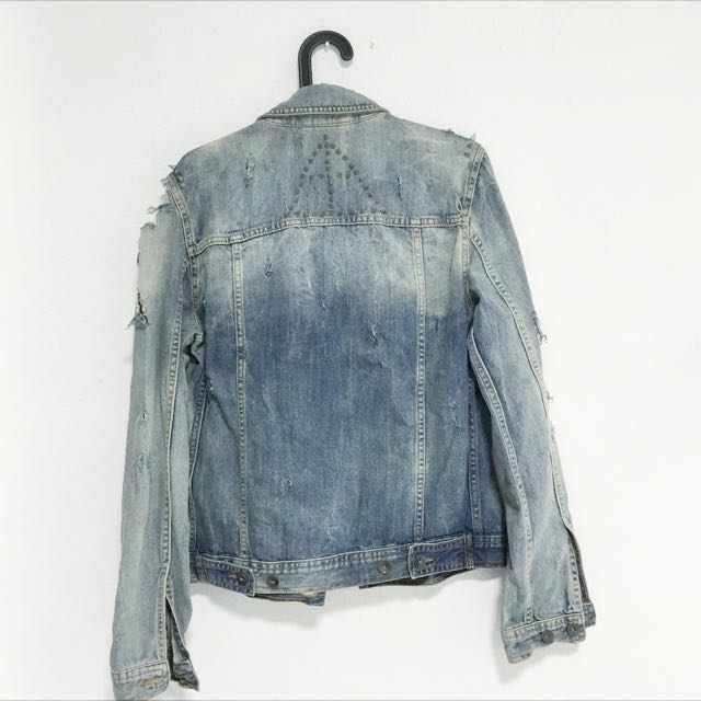 Diy ripped denim jacket on sale